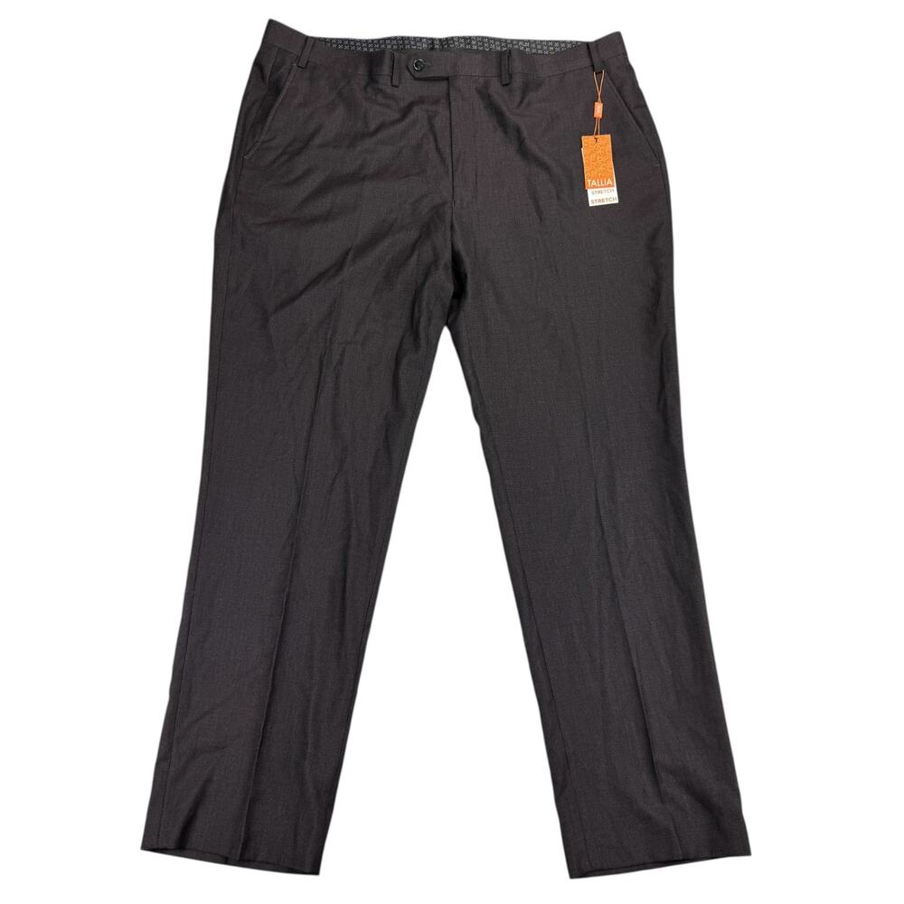 Tallia Mens Classic Fit Stretch Plaid Suit Pants Wine Burgundy 42x32